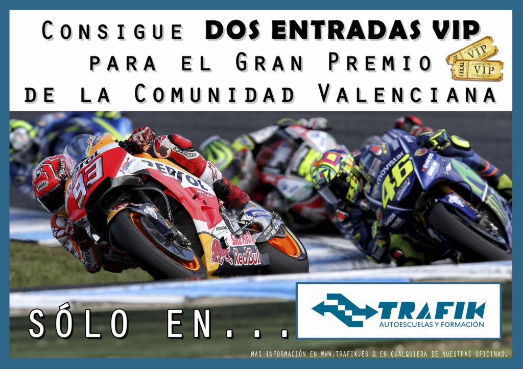 ¿QUIERES CONSEGUIR 2 ENTRADAS VIP PARA EL GRAN PREMIO DE MOTO DE LA COMUNIDAD VALENCIANA?