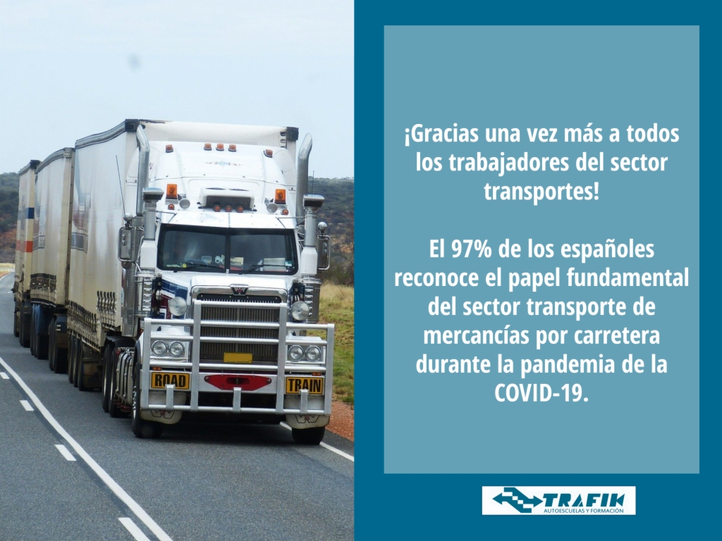 El 97% de los españoles reconoce el papel fundamental del sector transporte de mercancías por carretera durante la pandemia de la COVID-19.